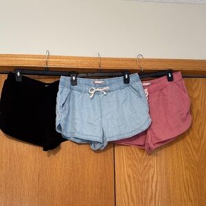 3 Women's Casual Shorts - Black, Light Blue, Pink